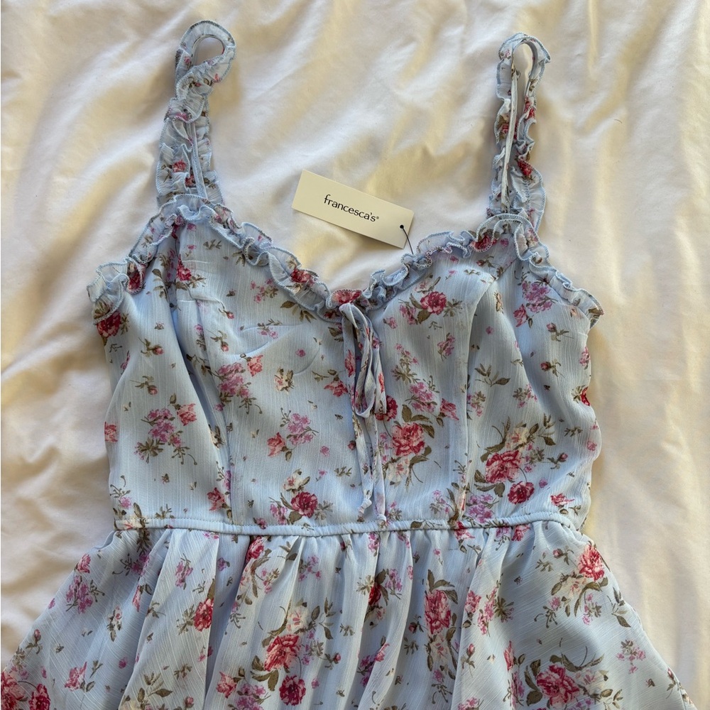 Francesca's Collections Light Blue Floral Chemise